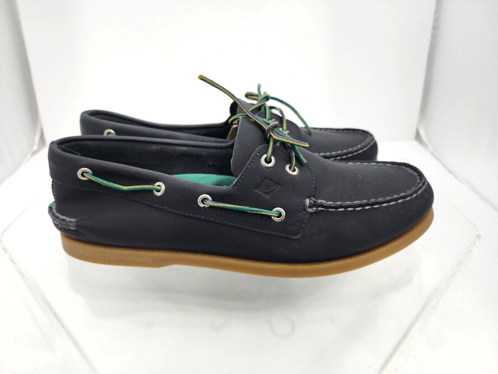 Sperry Top Sider Men 12 M Varsity A/O Blue/Teal Leather Boat/Deck Shoes Used